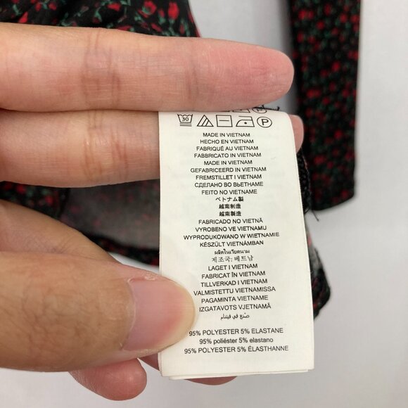 Michael Michael Kors Large Dark Floral Faux Wrap Stretch Knit Peplum Top Preppy - Picture 8 of 10